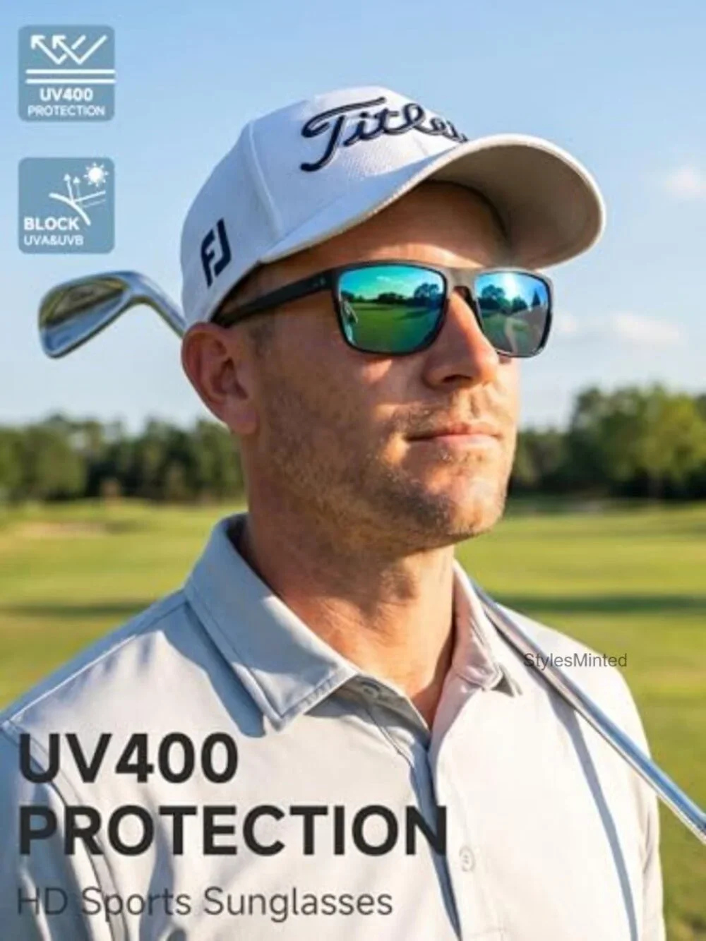 Polarized UV400 Golf Sunglasses, Lightweight Sport Shades for Ball Tracking